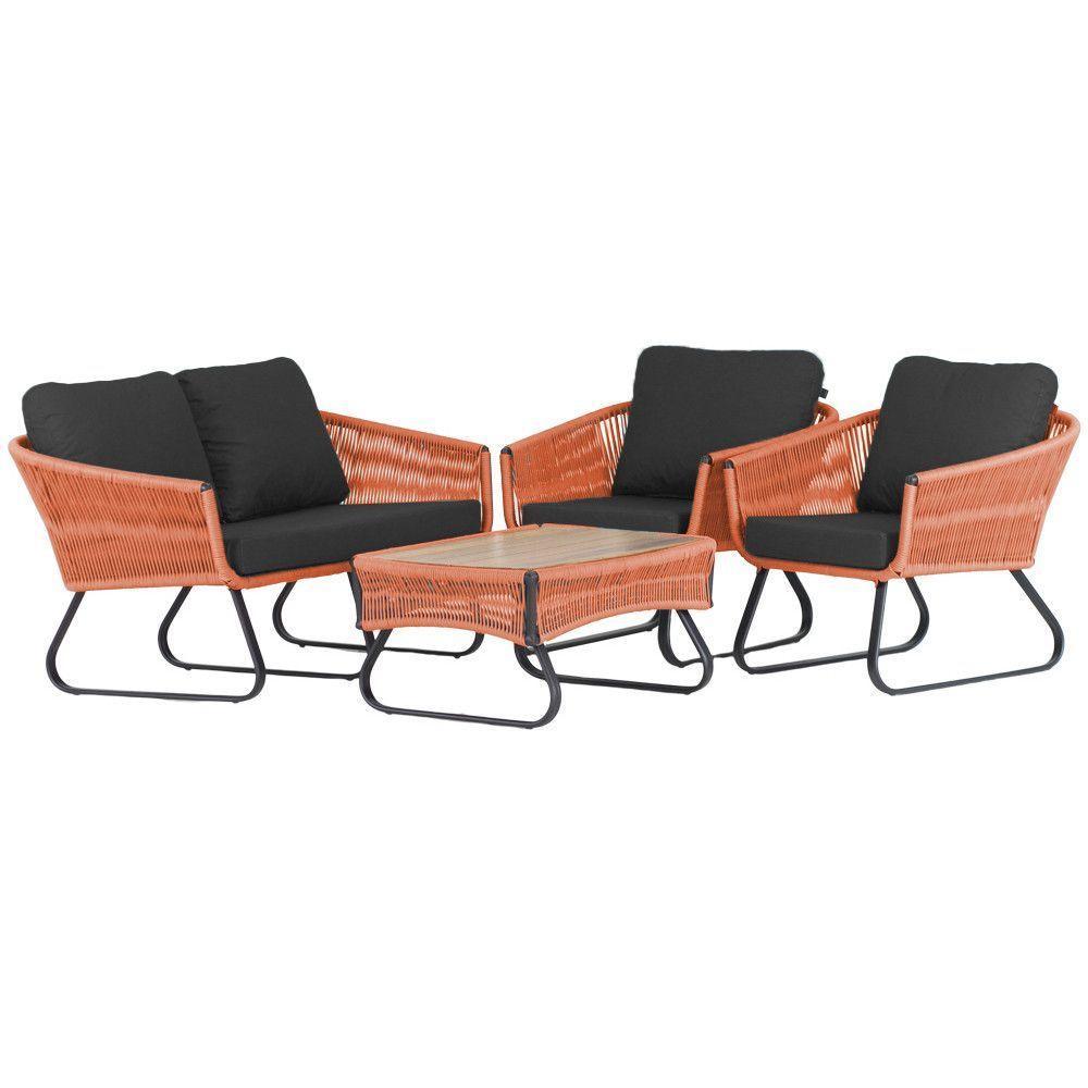 Conjunto Sofá E Poltronas Corda Alumínio Para área Terra Cota - 1