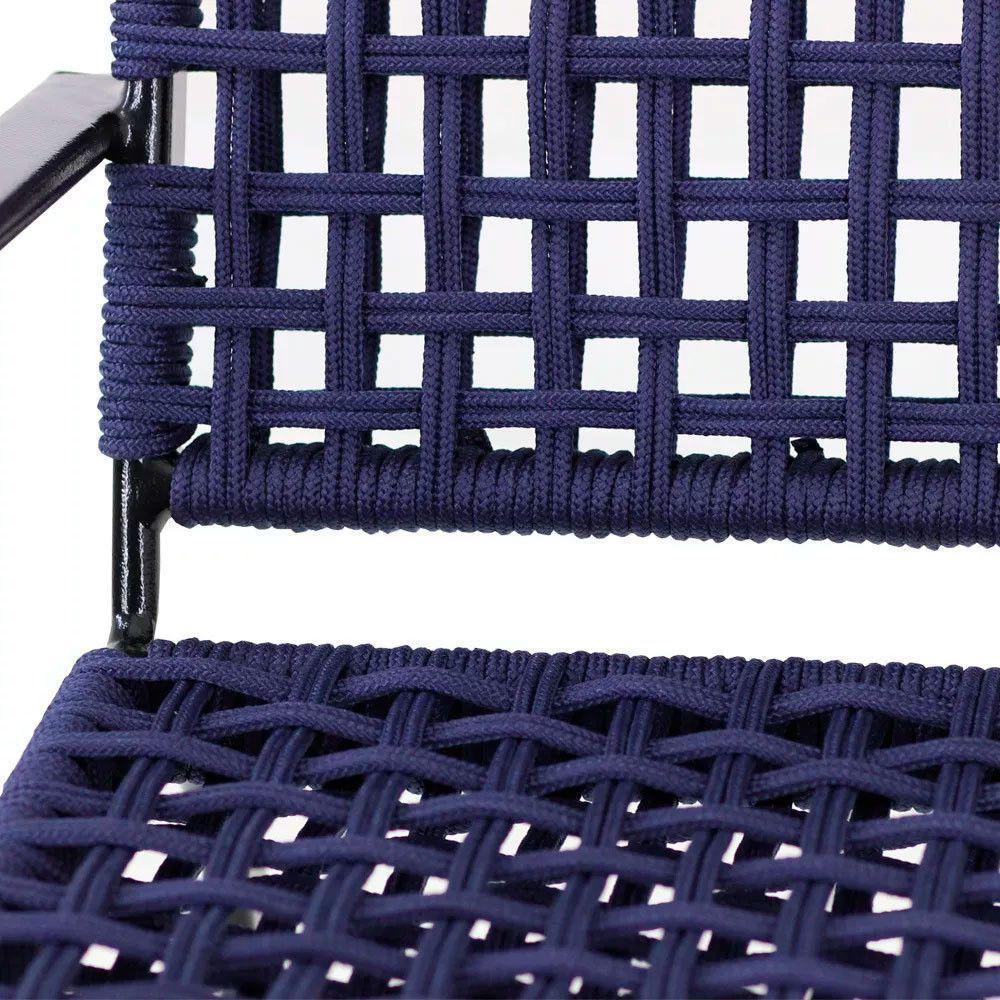 Poltrona Corda Náutica Porto Rico Alumínio Varanda Edícula Azul - 2