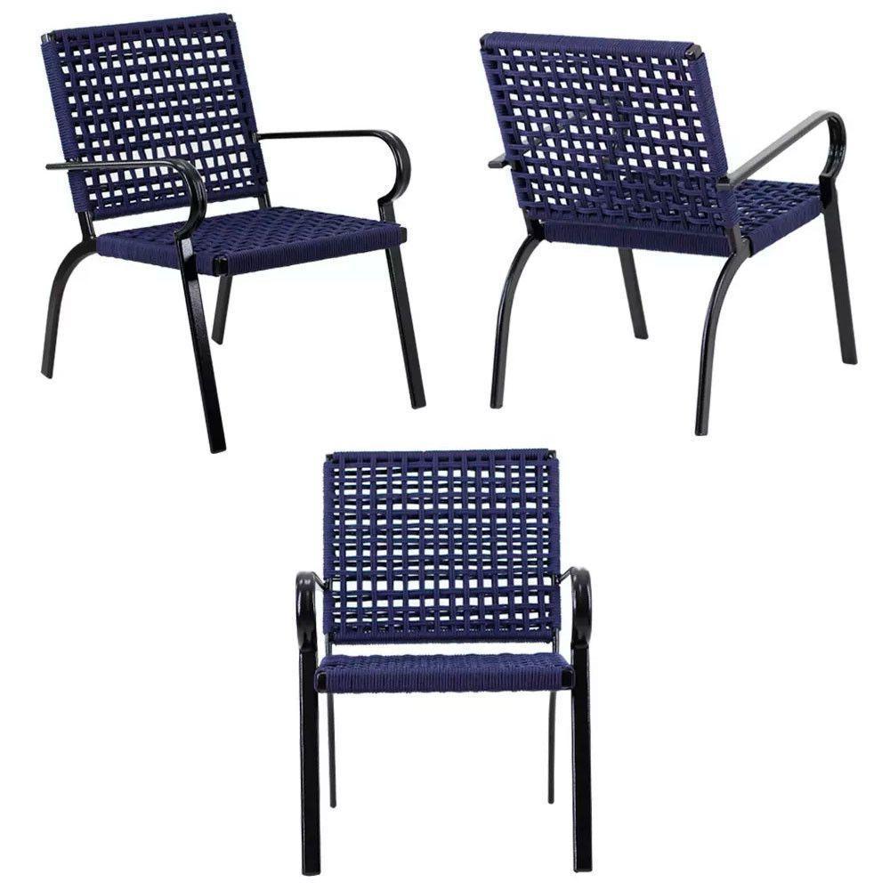 Poltrona Corda Náutica Porto Rico Alumínio Varanda Edícula Azul - 4