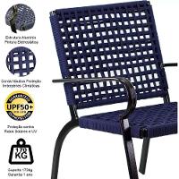 Poltrona Corda Náutica Porto Rico Alumínio Varanda Edícula Azul - 6