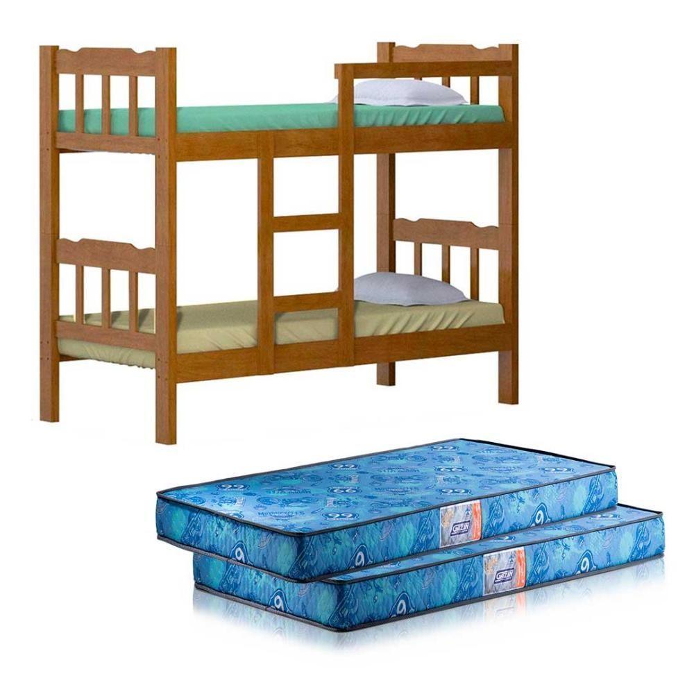 Beliche De Madeira Nogueira Perola Nemargi Com 2 Colchões Gazin - 1