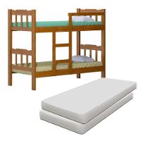 Beliche Em Madeira Maciça Com 2 Colchões Nogueira Shop Jm - 1