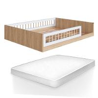 Cama Com Colchão Casal Montessoriana Infantil Oak Branco Aveiro Oak Branco - 1
