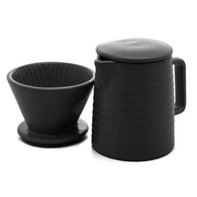 Bule De Cerâmica 600 Ml Com Suporte Para Filtro E Tampa Preta Wolff