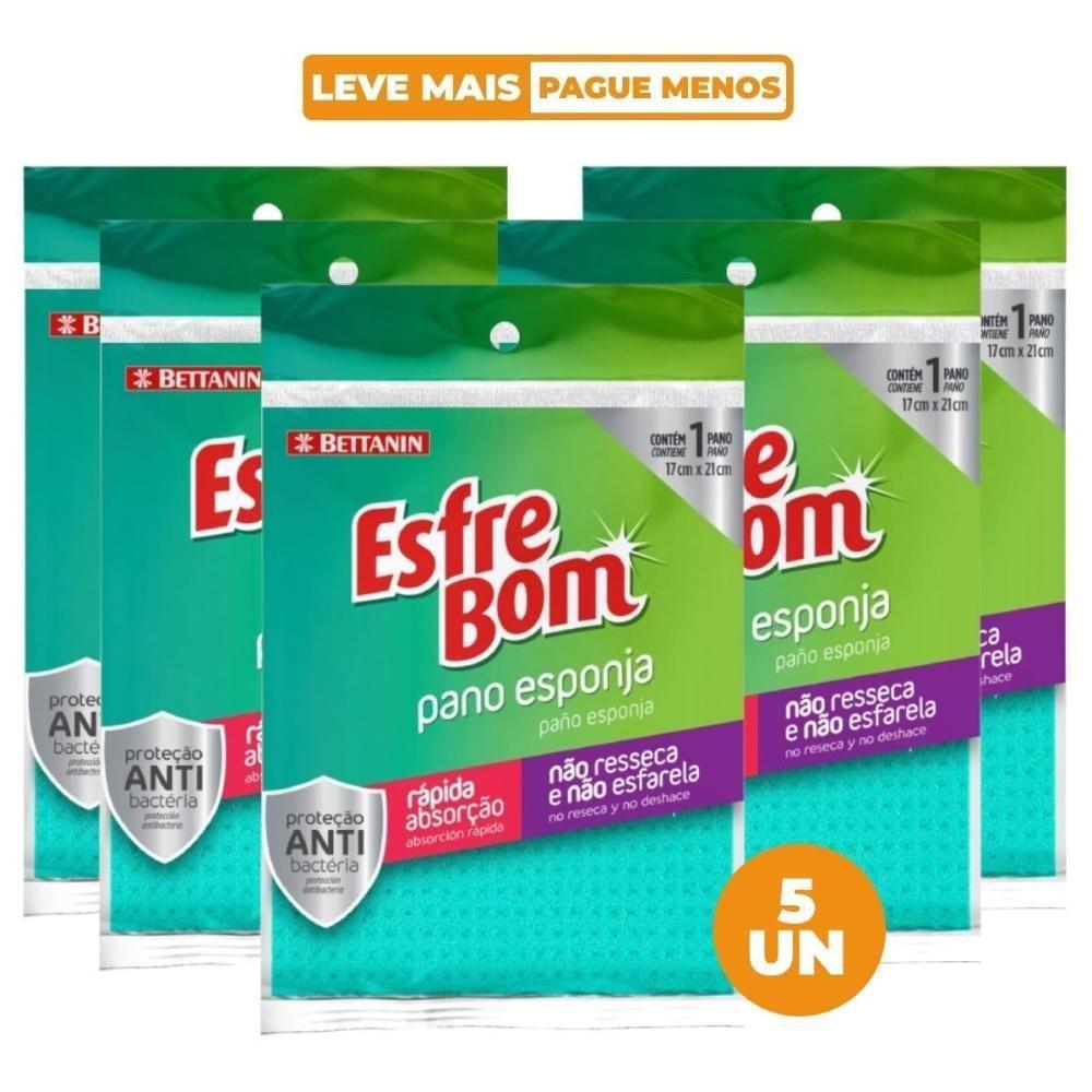 Kit Pano Esponja Antibacteriana Vegetal 5 Unidades Esfrebom - 2
