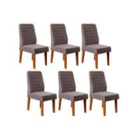 Cadeira Sala de Jantar Ondina Kit 6 Un Freijó/Veludo Lunar - DJ Móveis - 1