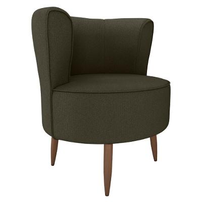 Poltrona Decorativa Pes Palito Savana Veludo Light Milani Store Marrom Claro