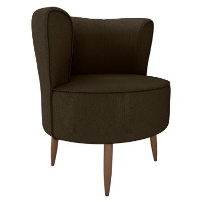 Poltrona Decorativa Pes Palito Savana Veludo Light Milani Store Marrom