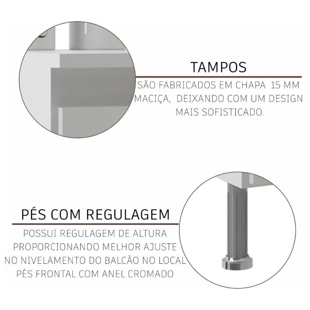 Kit 2 Balcões Modulados Gabinete Pia 120cm E Cooktop 70cm Com Tampo Viena Branco - 6