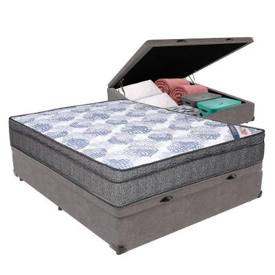 Cama Box Baú Bege Ortobom Colchão Iso Molas E Pillow Viúvo Cinza