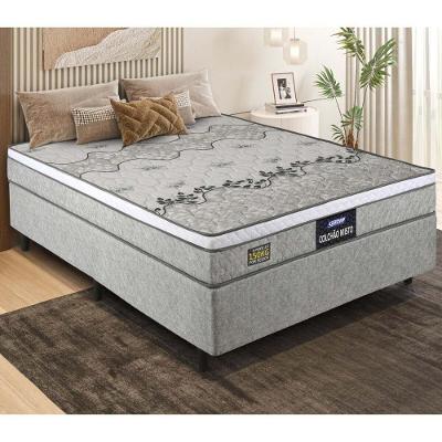 Cama Box Conjugado Casal Com Colchão 138x60x188 Stone Gazin Cr35340 Natural Cinza