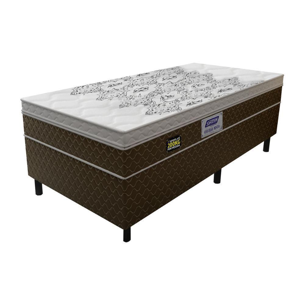 Cama Box Conjugado Solteiro Com Colchão 88x67x188 Stone Plus Gazin Cr35341 Marrom-branco - 2