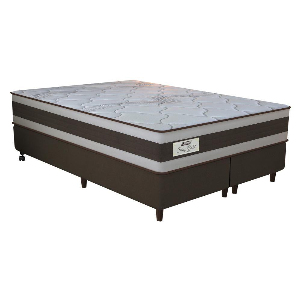 Cama Box Conjugado King Com Colchão 193x73x203 Sleep Gold Gazin Cr35356 Marrom Bege - 2