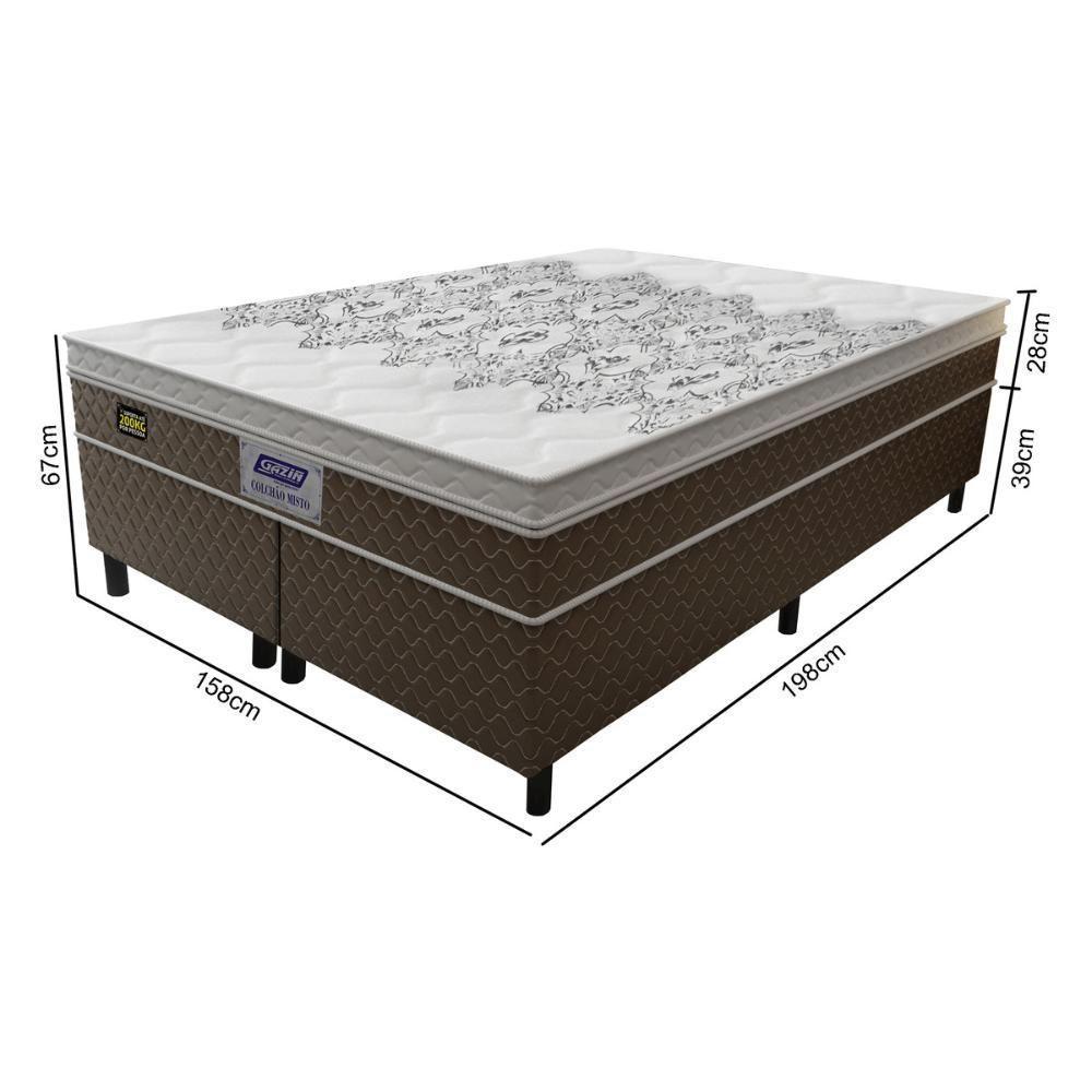Cama Box Conjugado Queen Com Colchão 158x67x198 Stone Plus Gazin Cr35342 Marrom Branco - 3