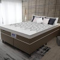 Cama Box Conjugado Queen Com Colchão 158x67x198 Stone Plus Gazin Cr35342 Marrom Branco - 1