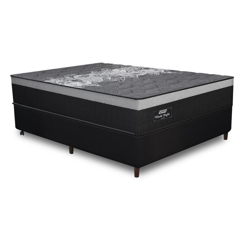 Cama Box Conjugado Casal Com Colchão 138x72x188 Black Night Gazin Cr35353 Preto-cinza - 2