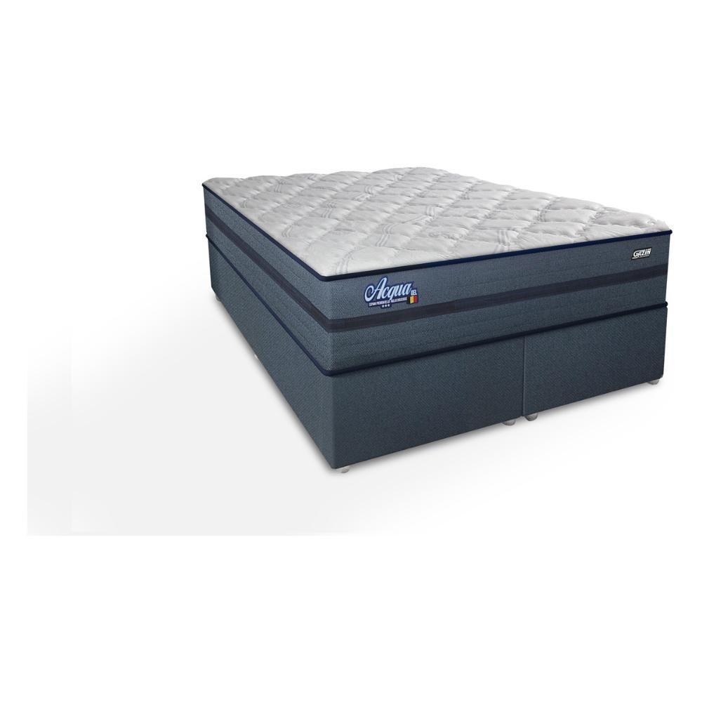 Cama Box Conjugado Casal Com Colchão 138x69x188 Acqua Gel Gazin Cr35344 Azul Escuro - 2