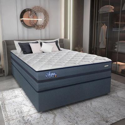 Cama Box Conjugado Casal Com Colchão 138x69x188 Acqua Gel Gazin Cr35344 Azul Escuro