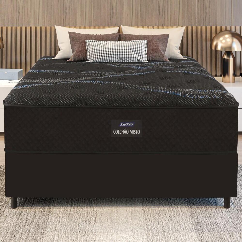 Cama Box Conjugado Casal Com Colchão 138x70x188 Soft Firme Ii Gazin Cr35320 Preto-marrom - 1