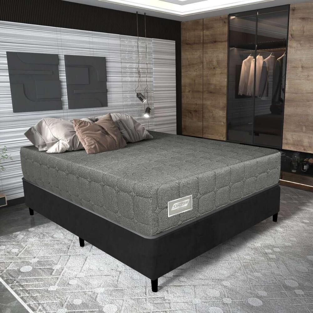 Cama Box Conjugado Casal Com Colchão 138x69x188 Cloud Gazin Cr35312 Grafite-preto - 1
