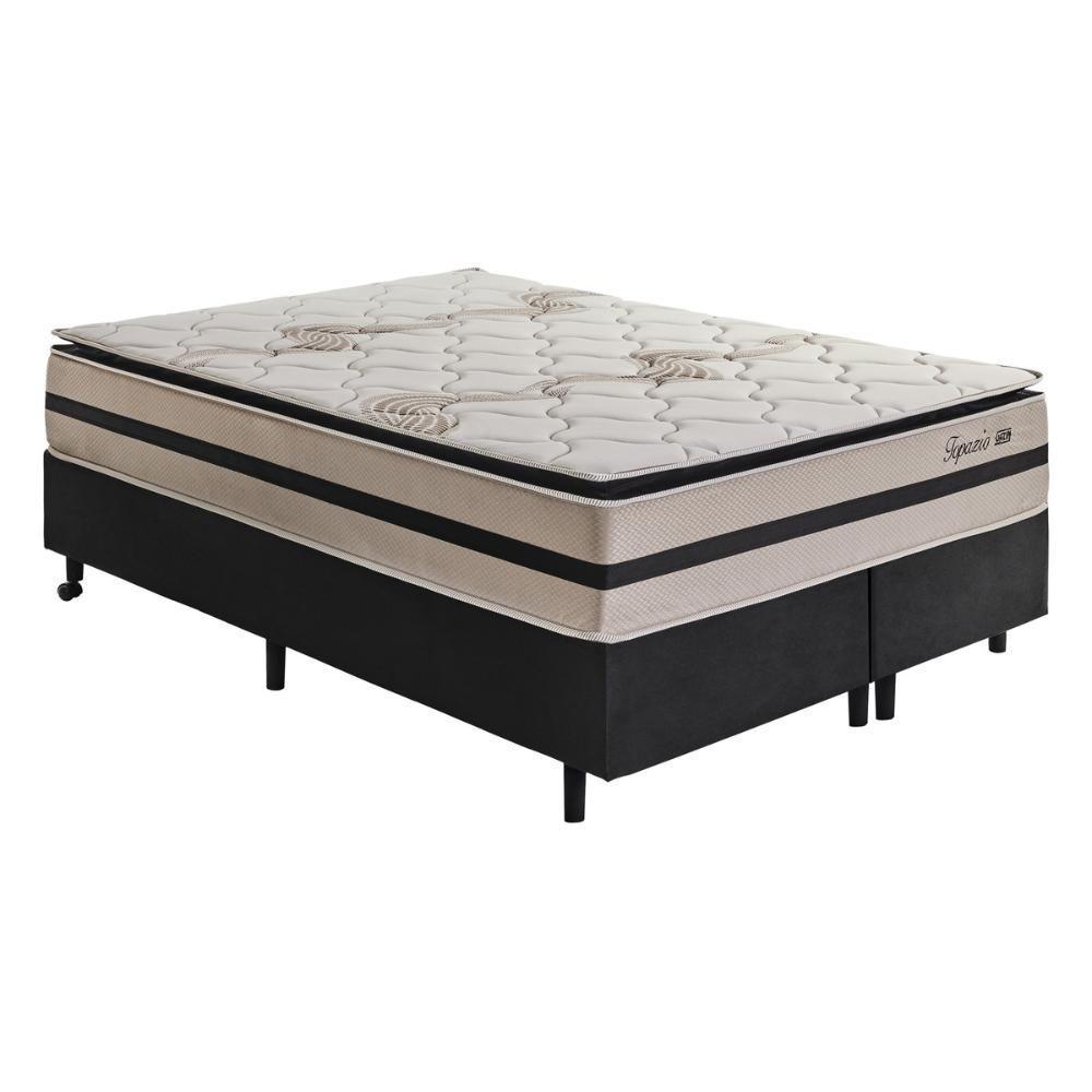 Cama Box Conjugado Queen Com Colchão 158x69x198 Topázio Gazin Cr35348 Areia Preto - 2
