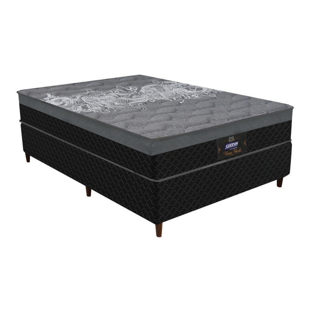 Cama Box Conjugado Casal Com Colchão 138x65x188 New York Hf Gazin Cr35364 Preto - 4