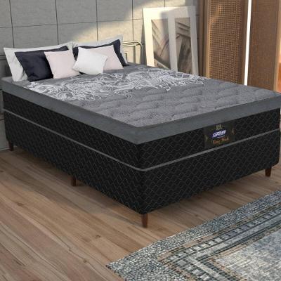 Cama Box Conjugado Casal Com Colchão 138x65x188 New York Hf Gazin Cr35364 Preto