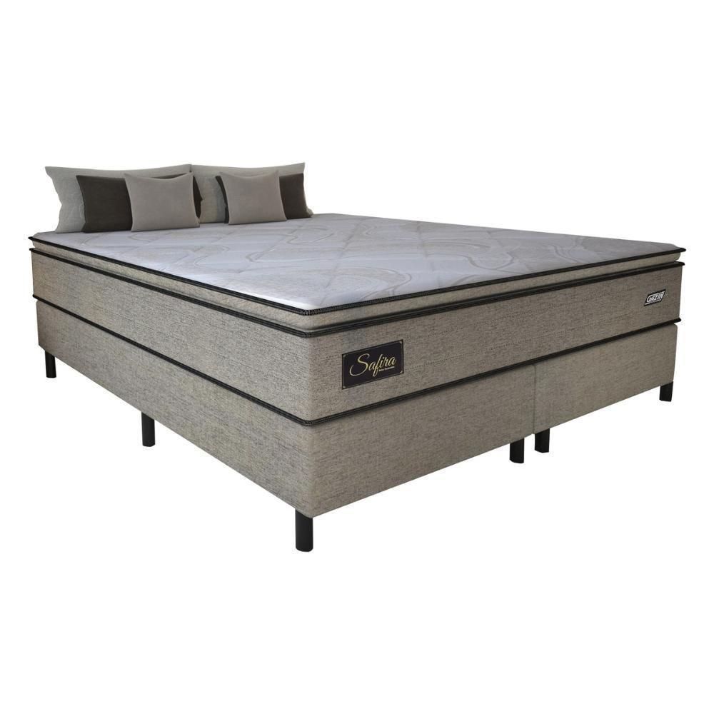 Cama Box Conjugado King Com Colchão 193x67x203 Safira Gazin Cr35347 Castor - 2