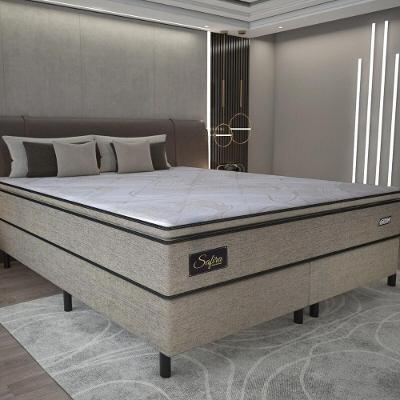 Cama Box Conjugado King Com Colchão 193x67x203 Safira Gazin Cr35347 Castor