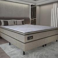 Cama Box Conjugado King Com Colchão 193x67x203 Safira Gazin Cr35347 Castor - 1
