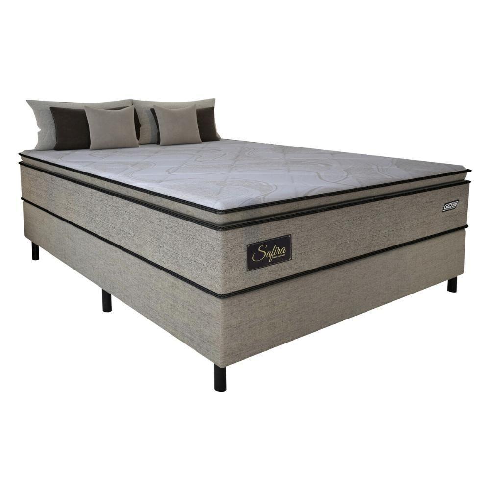 Cama Box Conjugado Casal Com Colchão 138x67x188 Safira Gazin Cr35346 Castor - 2
