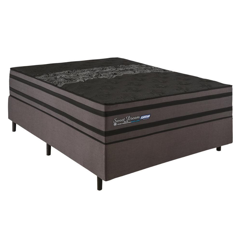 Cama Box Conjugado Casal Com Colchão 138x72x188 Sweet Dream Ii Gazin Cr35318 Grafite - 2
