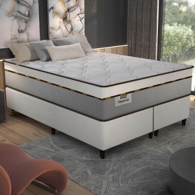 Cama Box Conjugado King Com Colchão 193x72x203 Império Gazin Cr35352 Areia Off White