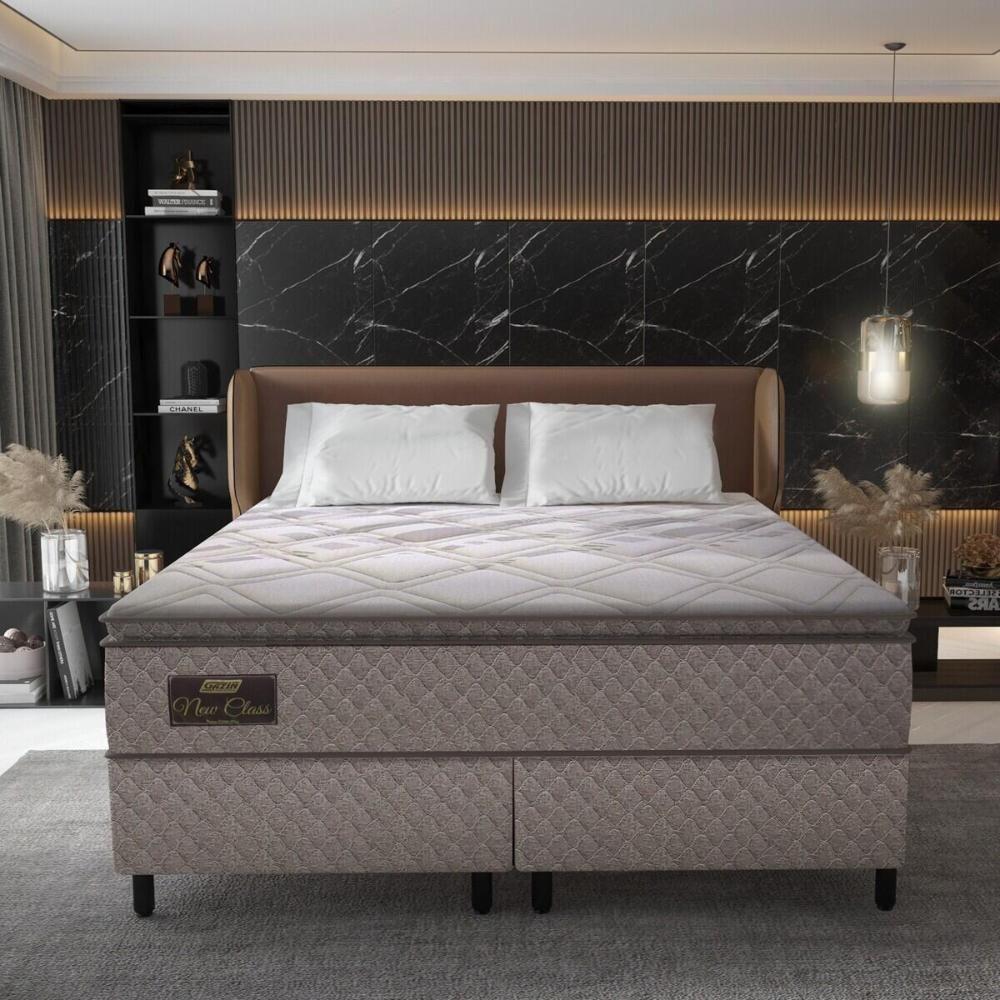 Cama Box Conjugado Queen Com Colchão 158x68x198 New Class Gazin Cr35323 Cacau - 1