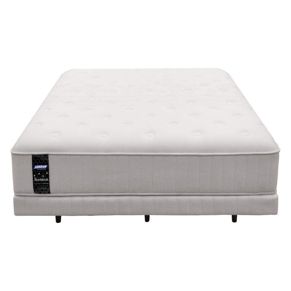 Cama Box Conjugado Queen Com Colchão 158x64x198 Nevasca Gazin Cr35296 Branco Cinza Claro - 2