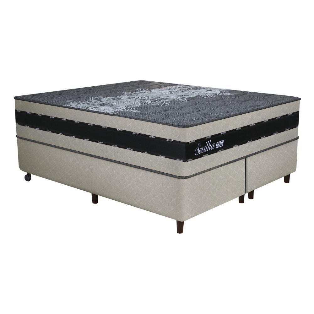 Cama Box Conjugado King Com Colchão 193x73x203 Sevilha Gazin Cr35358 Areia Preto - 2