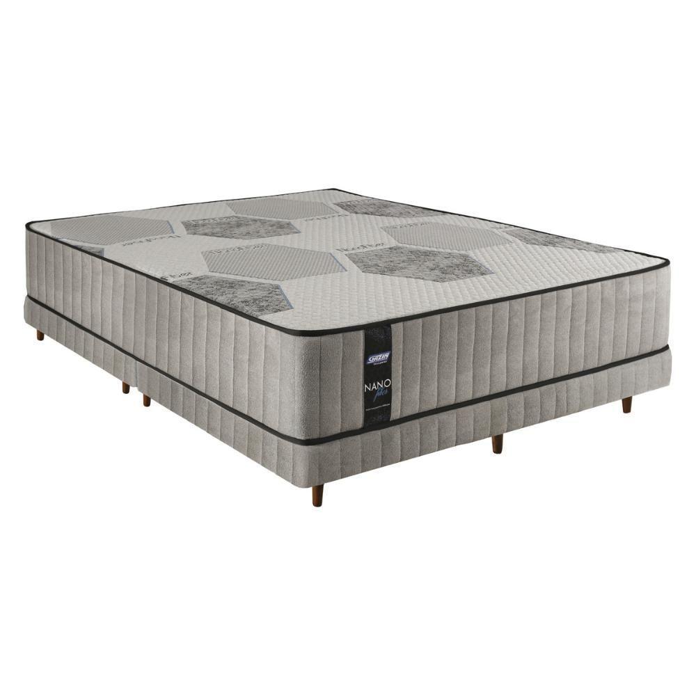 Cama Box Conjugado King Com Colchão 193x61x203 Nanofiber Gazin Cr35307 Cinza Claro - 2