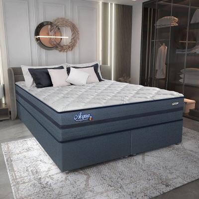 Cama Box Conjugado King Com Colchão 193x69x203 Acqua Gel Gazin Cr35345 Azul Escuro