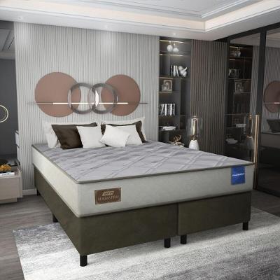 Cama Box Conjugado King Com Colchão 193x61x203 Magma Firm Gazin Cr35363 Bege Marrom