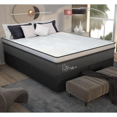 Cama Box Conjugado King Com Colchão 193x72x203 Primeline Hr Gazin Cr35304 Preto