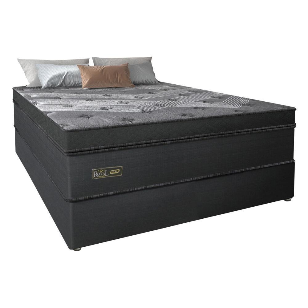 Cama Box Conjugado Casal Com Colchão 138x78x188 Royal Black Gazin Cr35299 Chumbo Escuro - 2