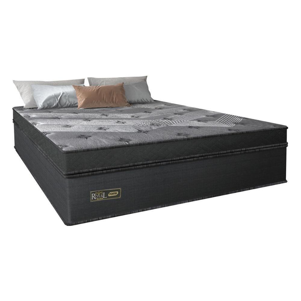 Cama Box Conjugado Casal Com Colchão 138x78x188 Royal Black Gazin Cr35299 Chumbo Escuro - 4