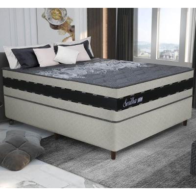 Cama Box Conjugado Casal Com Colchão 138x73x188 Sevilha Gazin Cr35357 Areia-preto