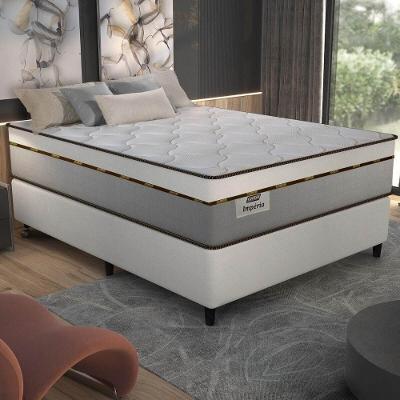 Cama Box Conjugado Casal Com Colchão 138x72x188 Império Gazin Cr35351 Areia-off White