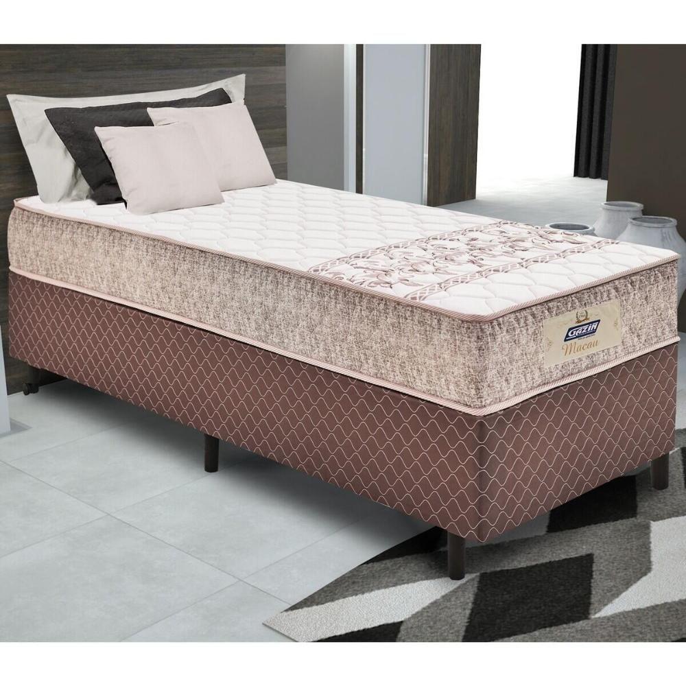 Cama Box Conjugado Solteiro Com Colchão 88x59x188 Macau Gazin Cr35360 Marrom - 1