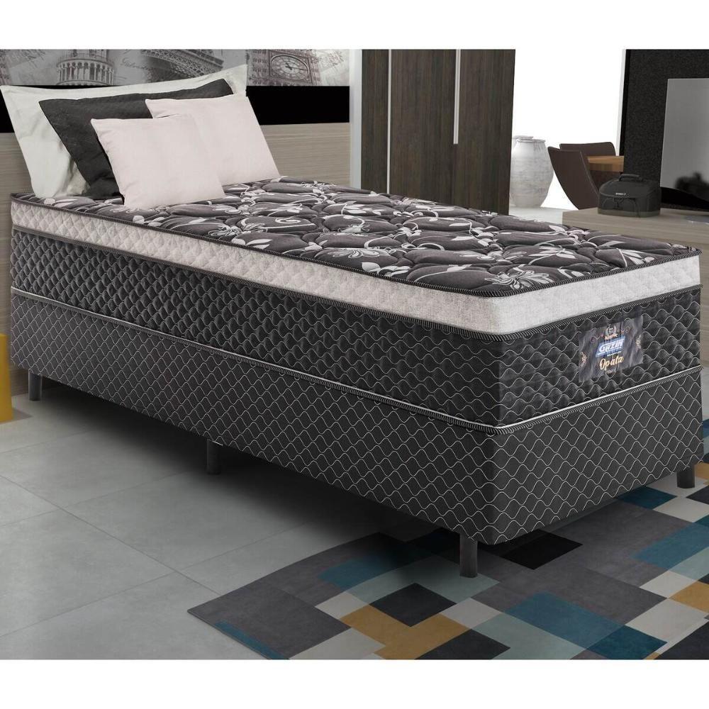 Cama Box Conjugado Solteiro Com Colchão 88x71x188 Opala Gazin Cr35330 Preto - 1