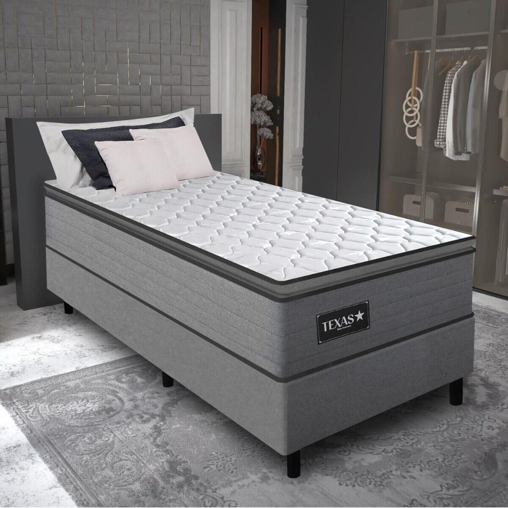 Cama Box Conjugado Solteiro Com Colchão 88x68x188 Texas Gazin Cr35324 Grafite - 1