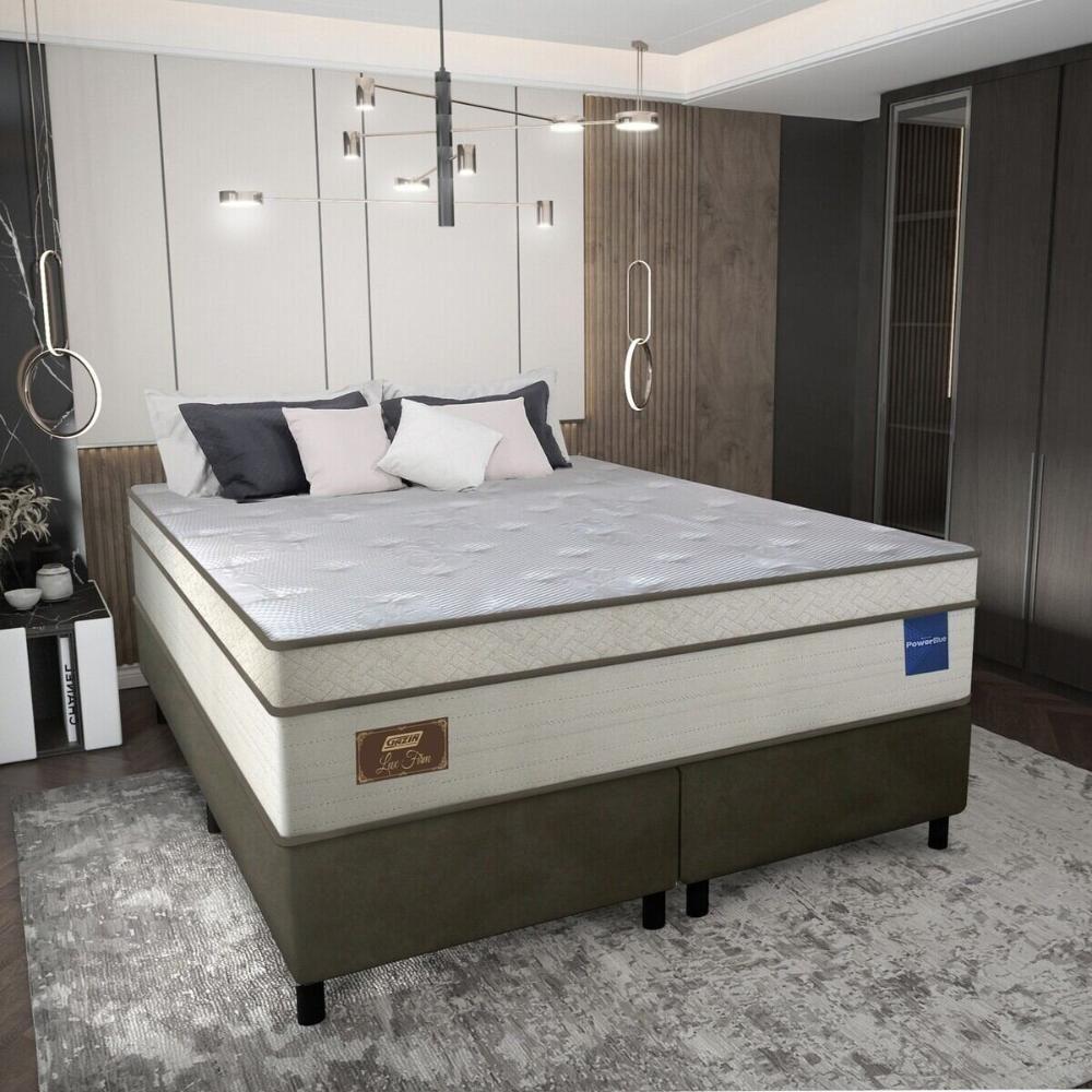Cama Box Conjugado Queen Com Colchão 158x73x198 Lux Firm Gazin Cr35315 Areia Marrom - 1