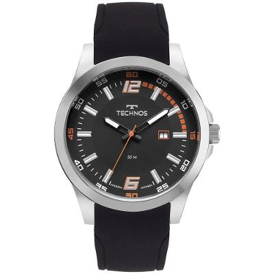 Relógio Masculino Racer 2115KPT-2L Analógico Pulseira Silicone Preto Prata Technos