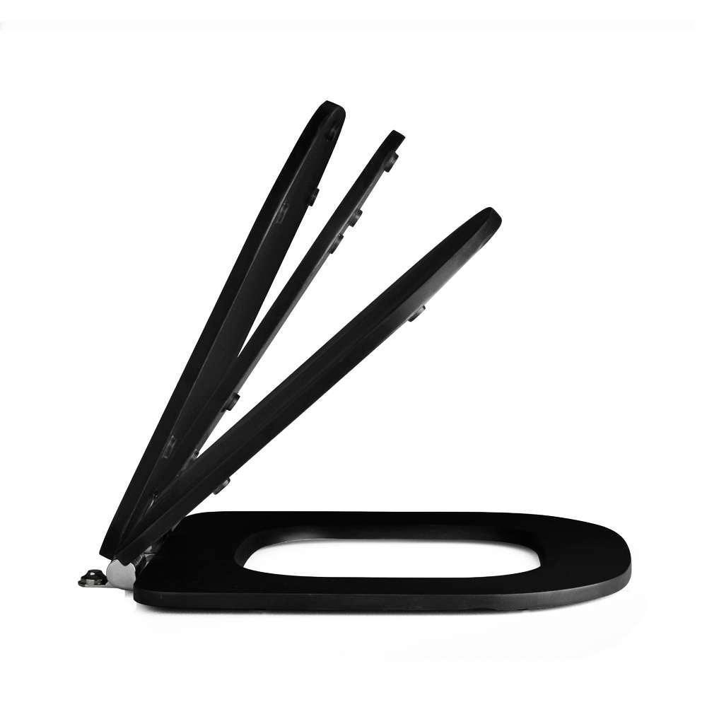 Assento Sanitário Canto Reto Soft Close Quadra Preto Fosco Para Deca - 6